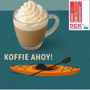 Koffie Ahoy koude koffie met ijsblokjes vanille-ijs slagroom Kayakverhuur DEK Blauwestad Oldambtmeer Groningen Nederland