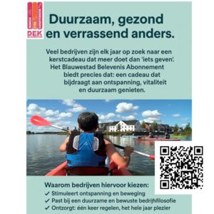Blauwestad Duurzaam Belevenis Kayak Abonnement kayakken een jaar lang op Oldambtmeer Groningen Nederland