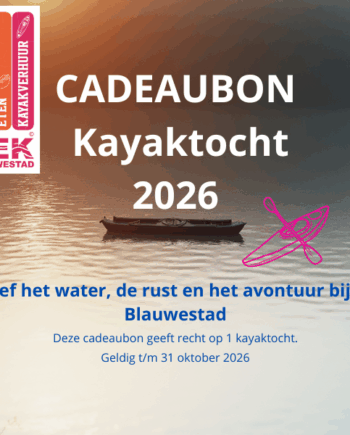 CADEAUBON Kayaktocht 2026 DEK Drinken Eten Kayakverhuur Blauwestad Strand Zuid Oldambtmeer Groningen Nederland