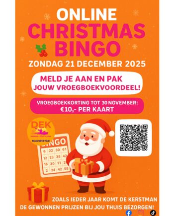 Online Christmas Bingo zondag 21 december 2025 19.30 uur met de enige echte kerstman uit de Blauwestad!